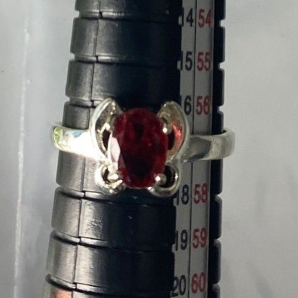 Silver Tone Red Gemstone Ring Size 8 Women Fashion Jewelry Band